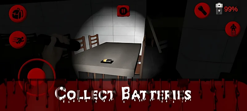 Collect batteries: a battery on a table in the dark