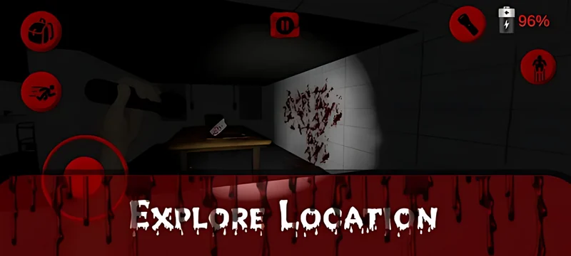 Explore the location: a blood-stained room