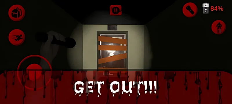 Get out: a boarded-up door at the end of the hall